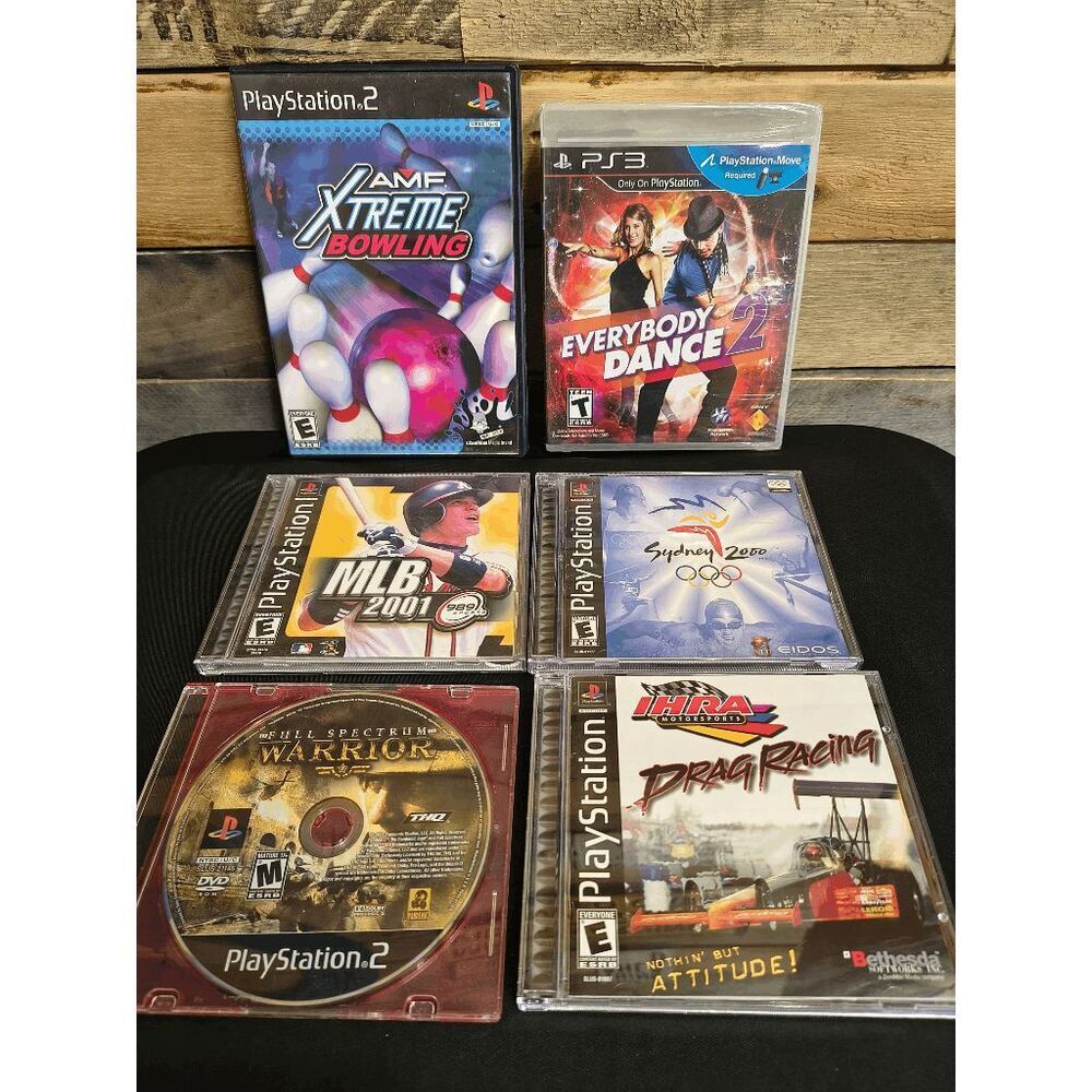Lot of 6 PlayStation Games (PS1, PS2, PS3) - Bowling, Dance, Olympics, MLB, More
